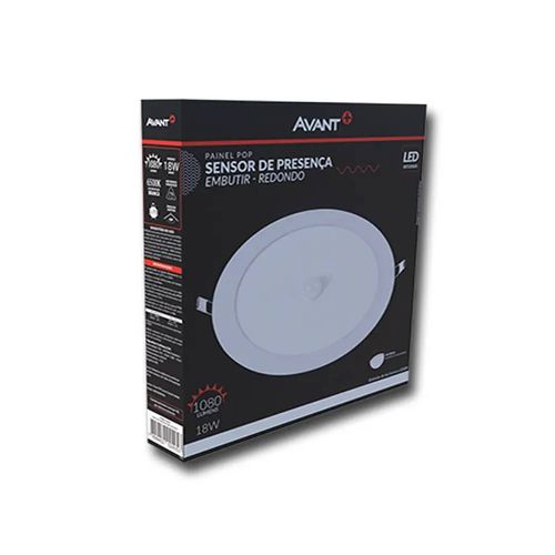 Plafon Led Red 18W 6500K 21cm 1080Lm Biv Sobrepor Luz Branca com Sensor - Avant